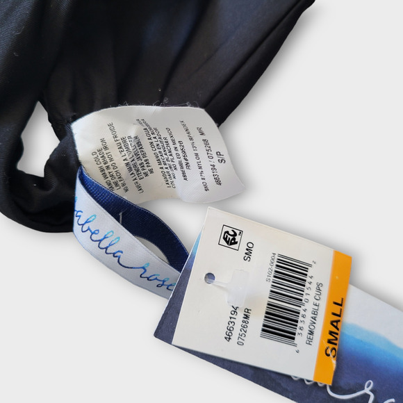 Isabella Rose Neutral Tassle Black Bralette Triangle Bikini Swim Top Sz S - Picture 5 of 8